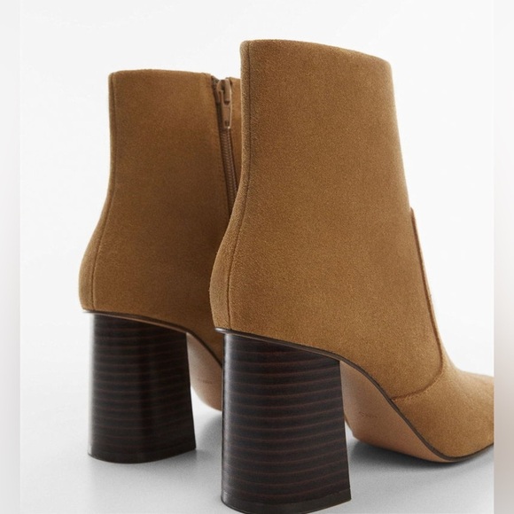 MNG MANGO Leather Block Heel Ankle Boots Brown Euro 41 US 9.5 New - Picture 2 of 2